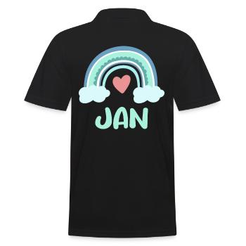 Jan Name Regenbogen Baby - Männer Poloshirt - Schwarz - Hinten - Kai (181cm)