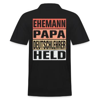 Deutschlehrer Vater Ehemann Held - Männer Poloshirt - Schwarz - Hinten - Kai (181cm)
