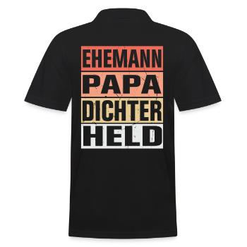 Dichter Vater Ehemann Held - Männer Poloshirt - Schwarz - Hinten - Kai (181cm)