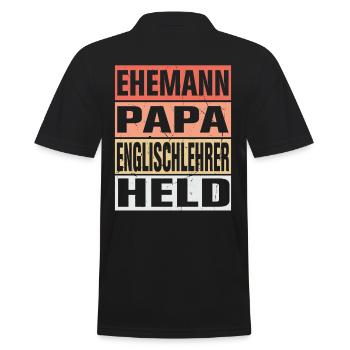 Englischlehrer Vater Ehemann Held - Männer Poloshirt - Schwarz - Hinten - Kai (181cm)