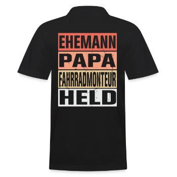 Fahrradmonteur Vater Ehemann Held - Männer Poloshirt - Schwarz - Hinten - Kai (181cm)