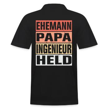 Ingenieur Vater Ehemann Held - Männer Poloshirt - Schwarz - Hinten - Kai (181cm)