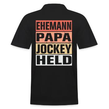 Jockey Vater Ehemann Held - Männer Poloshirt - Schwarz - Hinten - Kai (181cm)