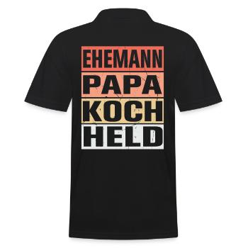 Koch Vater Ehemann Held - Männer Poloshirt - Schwarz - Hinten - Kai (181cm)