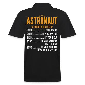 Astronaut Stundenlohn - Männer Poloshirt - Schwarz - Hinten - Kai (181cm)
