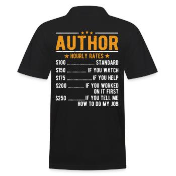 Author hourly wage - Men's Polo Shirt - black - Back - Kai (181cm)