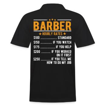 Barbier Stundenlohn - Männer Poloshirt - Schwarz - Hinten - Kai (181cm)