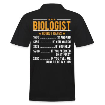 Biologe Stundenlohn - Männer Poloshirt - Schwarz - Hinten - Kai (181cm)