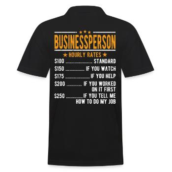 Self-employed hourly wage - Men's Polo Shirt - black - Back - Kai (181cm)