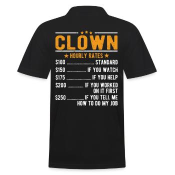 Clown hourly wage - Men's Polo Shirt - black - Back - Kai (181cm)