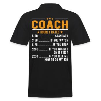 Trainer hourly wage - Men's Polo Shirt - black - Back - Kai (181cm)