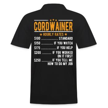 Cordwain hourly wage - Men's Polo Shirt - black - Back - Kai (181cm)