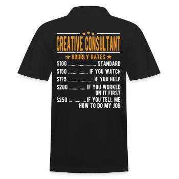 Kreativer Berater Stundenlohn - Männer Poloshirt - Schwarz - Hinten - Kai (181cm)