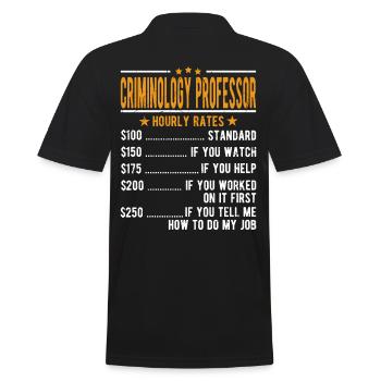 Professor of Criminology Hourly wage - Men's Polo Shirt - black - Back - Kai (181cm)