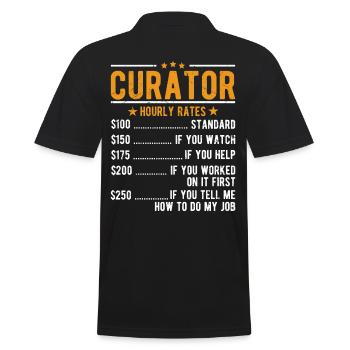 Kurator Stundenlohn - Männer Poloshirt - Schwarz - Hinten - Kai (181cm)