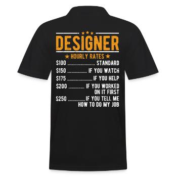 Designer Stundenlohn - Männer Poloshirt - Schwarz - Hinten - Kai (181cm)