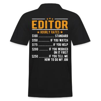 Rédacteur Salaire horaire - Polo Homme - noir - Dos - Kai (181cm)