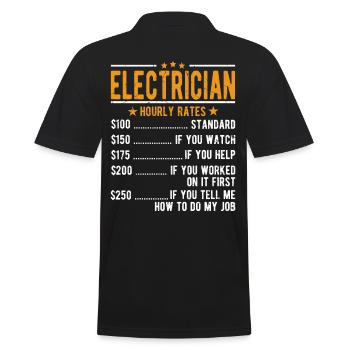 Electrician hourly wage - Men's Polo Shirt - black - Back - Kai (181cm)