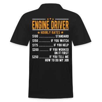 Engine driver hourly wage - Men's Polo Shirt - black - Back - Kai (181cm)