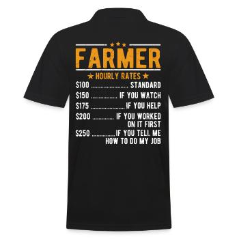 Farmer hourly wage - Men's Polo Shirt - black - Back - Kai (181cm)