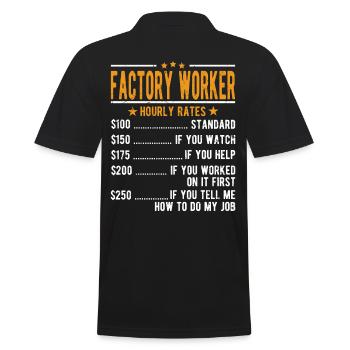 Factory Manual workers Hourly wage - Men's Polo Shirt - black - Back - Kai (181cm)