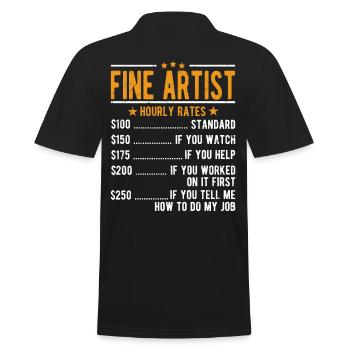 Good artist Hourly wage - Men's Polo Shirt - black - Back - Kai (181cm)