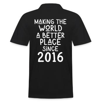 Rendre le monde meilleur depuis 2016 - Polo Homme - noir - Dos - Kai (181cm)