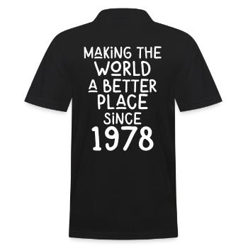 Making the World a better place since 1978 - Männer Poloshirt - Schwarz - Hinten - Kai (181cm)
