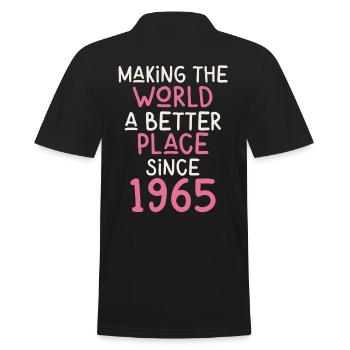 Making the World a better place since 1965 - Männer Poloshirt - Schwarz - Hinten - Kai (181cm)