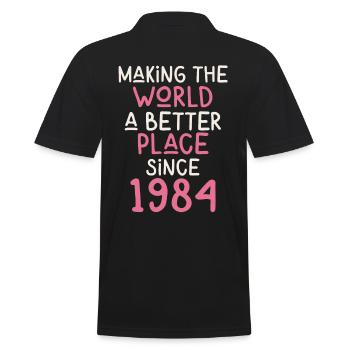 Making the World a better place since 1984 - Männer Poloshirt - Schwarz - Hinten - Kai (181cm)