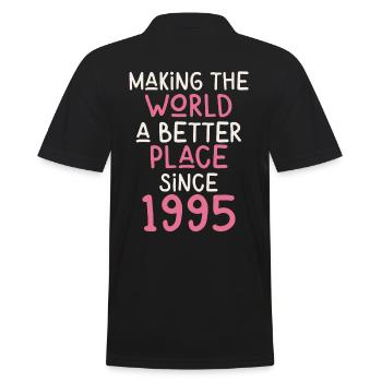 Making the World a better place since 1995 - Männer Poloshirt - Schwarz - Hinten - Kai (181cm)