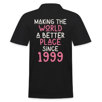 Making the World a better place since 1999 - Männer Poloshirt - Schwarz - Hinten - Kai (181cm)