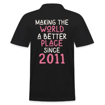 Making the World a better place since 2011 - Men's Polo Shirt - black - Back - Kai (181cm)