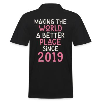 Making the World a better place since 2019 - Men's Polo Shirt - black - Back - Kai (181cm)
