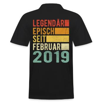 Legendär seit Februar 2019 - Männer Poloshirt - Schwarz - Hinten - Kai (181cm)