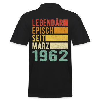 Legendär seit März 1962 - Männer Poloshirt - Schwarz - Hinten - Kai (181cm)