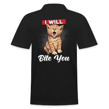 Katze Ich will dich beißen - Männer Poloshirt - Schwarz - Hinten - Kai (181cm)