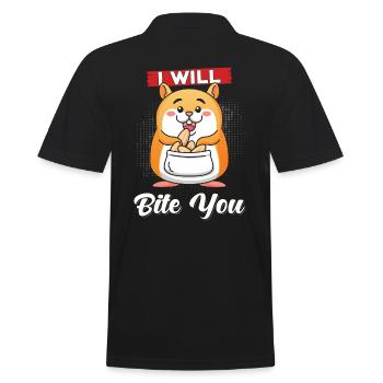 Hamster Ich will dich beißen - Männer Poloshirt - Schwarz - Hinten - Kai (181cm)