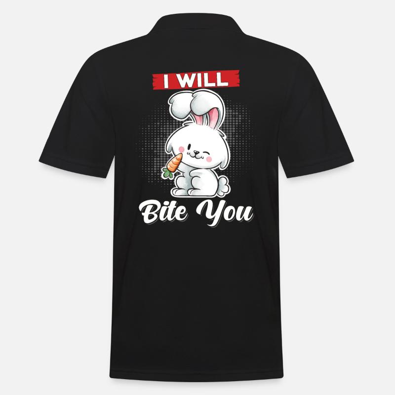 Rabbit Ich will dich beißen - Männer Poloshirt - Schwarz