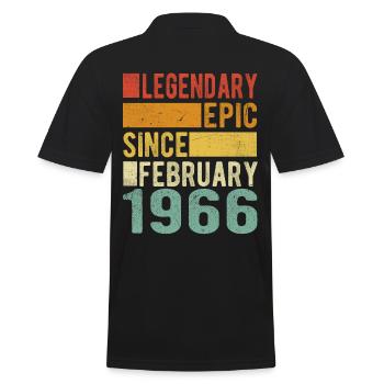 Birthday February 1966 Legendary epic - Men's Polo Shirt - black - Back - Kai (181cm)