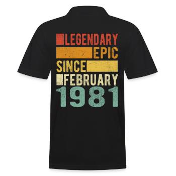 Anniversaire février 1981 Épopée légendaire - Polo Homme - noir - Dos - Kai (181cm)