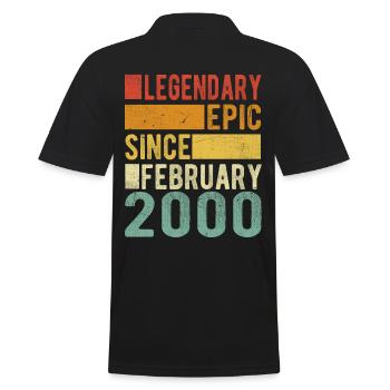 Birthday February 2000 Legendary Epic - Men's Polo Shirt - black - Back - Kai (181cm)