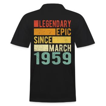 Birthday March 1959 Legendary epic - Men's Polo Shirt - black - Back - Kai (181cm)