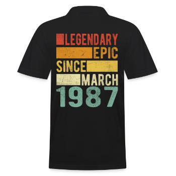 Birthday March 1987 Legendary Epic - Men's Polo Shirt - black - Back - Kai (181cm)