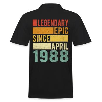 Birthday April 1988 Legendary epic - Men's Polo Shirt - black - Back - Kai (181cm)