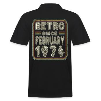 Anniversaire Février 1974 Cadeau Rétro - Polo Homme - noir - Dos - Kai (181cm)