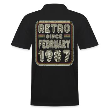 Geburtstag Februar 1987 Retro Geschenk - Männer Poloshirt - Schwarz - Hinten - Kai (181cm)