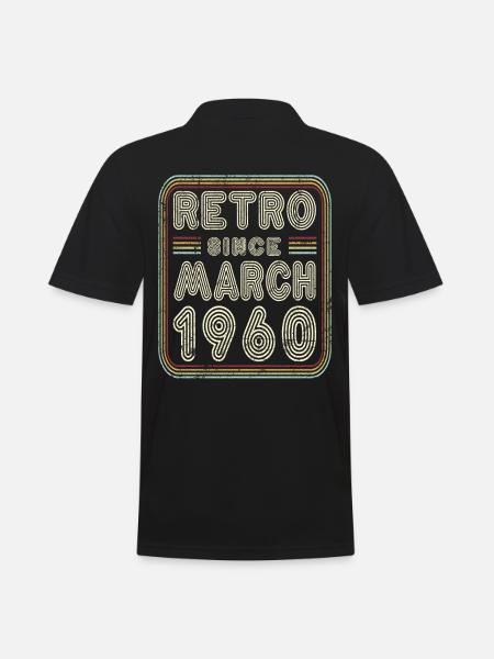 Birthday March 1960 Retro Gift - Men's Polo Shirt - black
