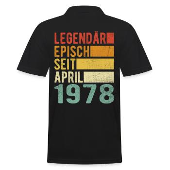 Legendär seit April 1978 - Männer Poloshirt - Schwarz - Hinten - Kai (181cm)