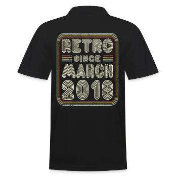 Birthday March 2018 Retro Gift - Men's Polo Shirt - black - Back - Kai (181cm)